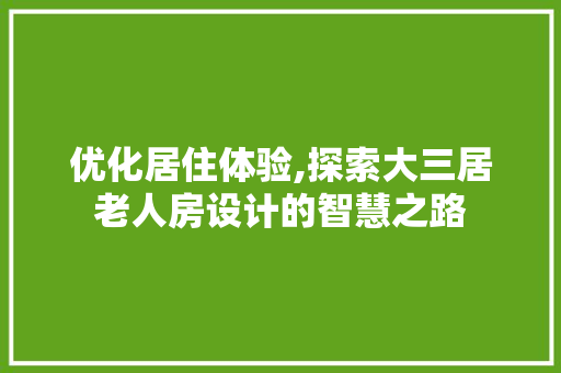 优化居住体验,探索大三居老人房设计的智慧之路