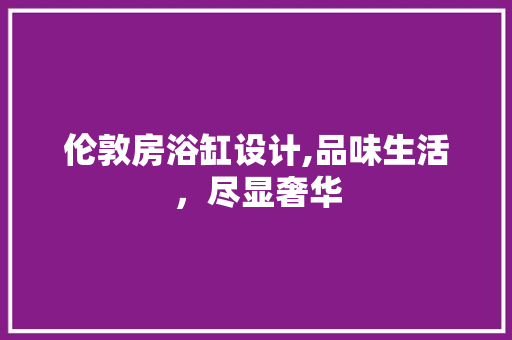 伦敦房浴缸设计,品味生活，尽显奢华