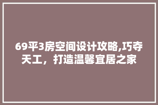 69平3房空间设计攻略,巧夺天工，打造温馨宜居之家