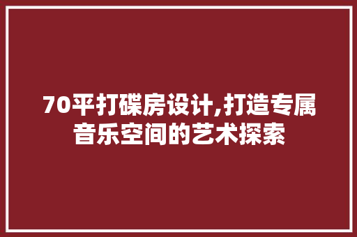 70平打碟房设计,打造专属音乐空间的艺术探索