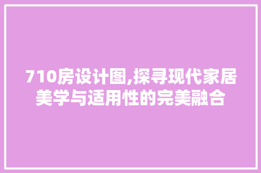 710房设计图,探寻现代家居美学与适用性的完美融合