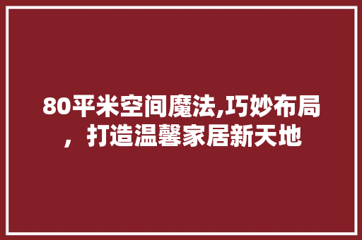 80平米空间魔法,巧妙布局，打造温馨家居新天地