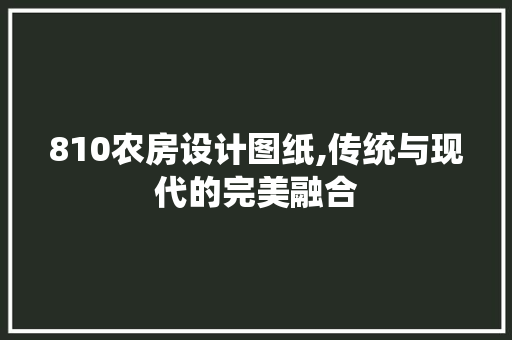 810农房设计图纸,传统与现代的完美融合