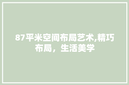 87平米空间布局艺术,精巧布局，生活美学