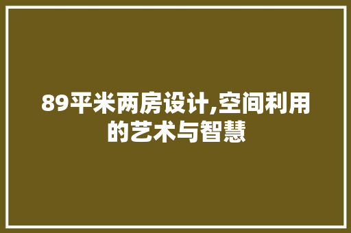 89平米两房设计,空间利用的艺术与智慧