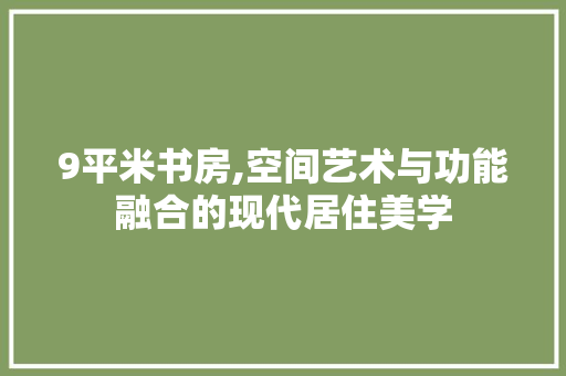 9平米书房,空间艺术与功能融合的现代居住美学
