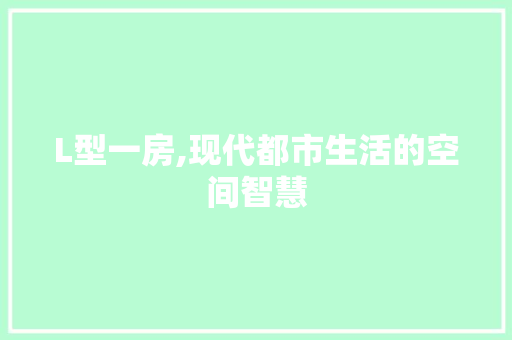 L型一房,现代都市生活的空间智慧