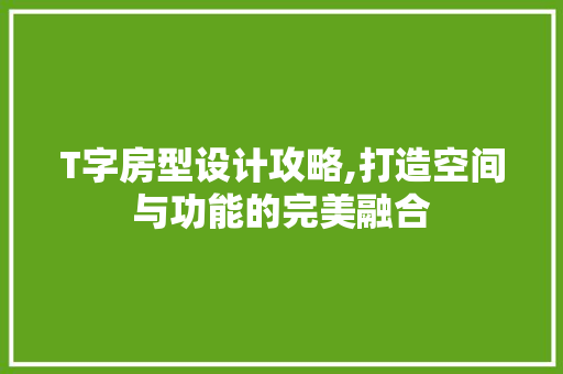 T字房型设计攻略,打造空间与功能的完美融合