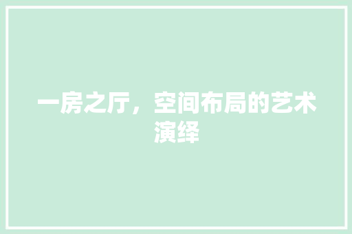 一房之厅，空间布局的艺术演绎