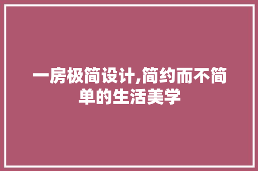 一房极简设计,简约而不简单的生活美学