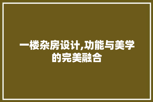 一楼杂房设计,功能与美学的完美融合
