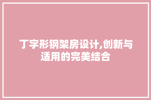 丁字形钢架房设计,创新与适用的完美结合