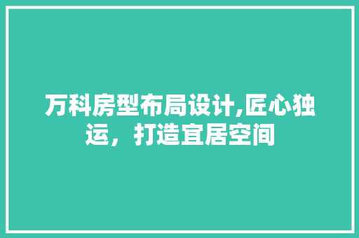 万科房型布局设计,匠心独运，打造宜居空间
