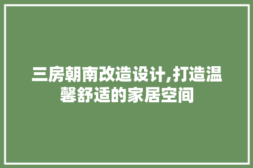 三房朝南改造设计,打造温馨舒适的家居空间