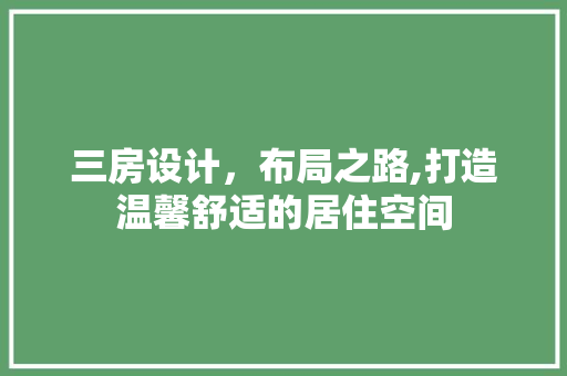 三房设计，布局之路,打造温馨舒适的居住空间