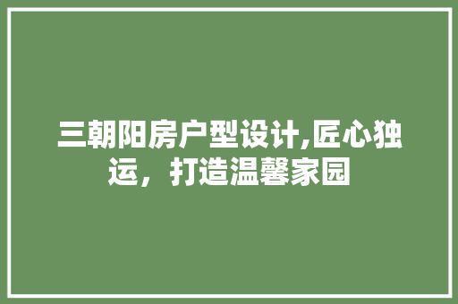 三朝阳房户型设计,匠心独运，打造温馨家园