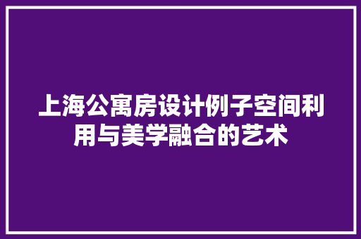 上海公寓房设计例子空间利用与美学融合的艺术