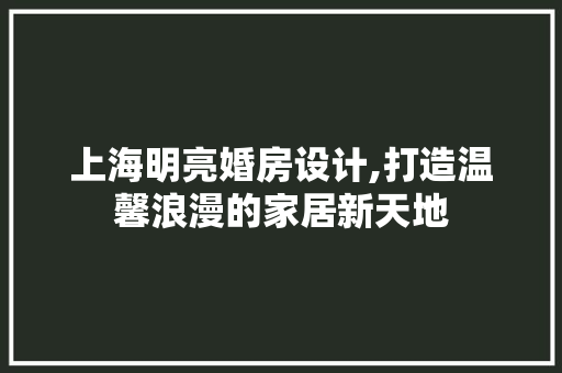 上海明亮婚房设计,打造温馨浪漫的家居新天地