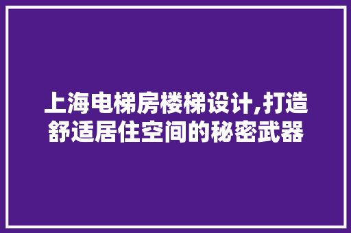上海电梯房楼梯设计,打造舒适居住空间的秘密武器