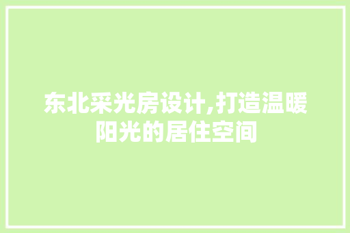 东北采光房设计,打造温暖阳光的居住空间