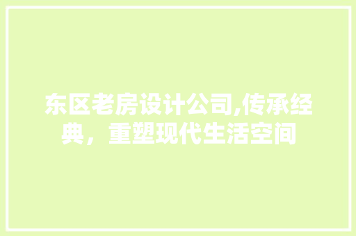 东区老房设计公司,传承经典，重塑现代生活空间