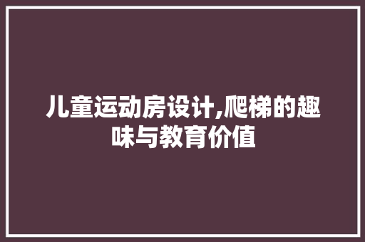 儿童运动房设计,爬梯的趣味与教育价值