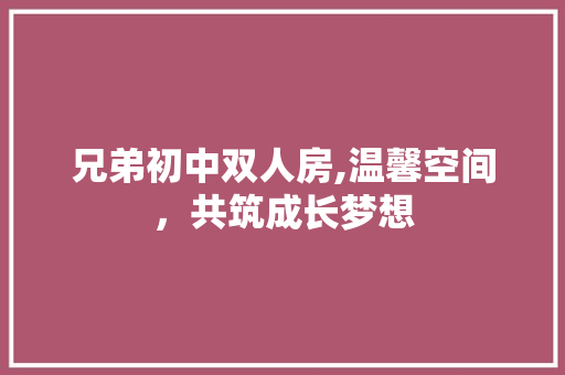 兄弟初中双人房,温馨空间，共筑成长梦想