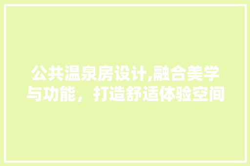 公共温泉房设计,融合美学与功能，打造舒适体验空间