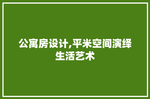 公寓房设计,平米空间演绎生活艺术