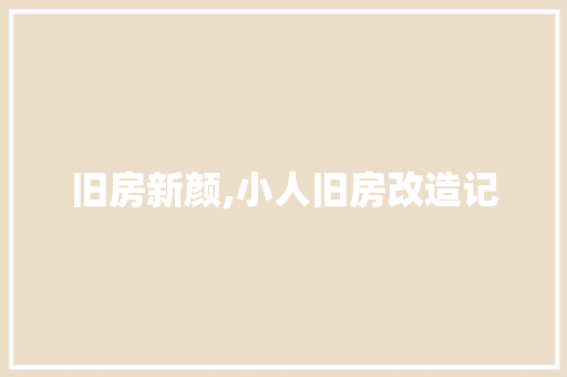 旧房新颜,小人旧房改造记