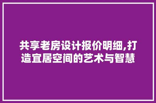 共享老房设计报价明细,打造宜居空间的艺术与智慧