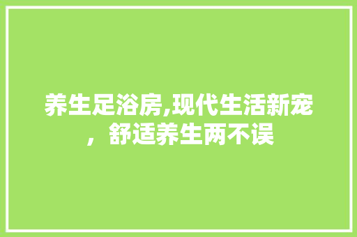 养生足浴房,现代生活新宠，舒适养生两不误