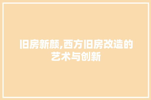 旧房新颜,西方旧房改造的艺术与创新