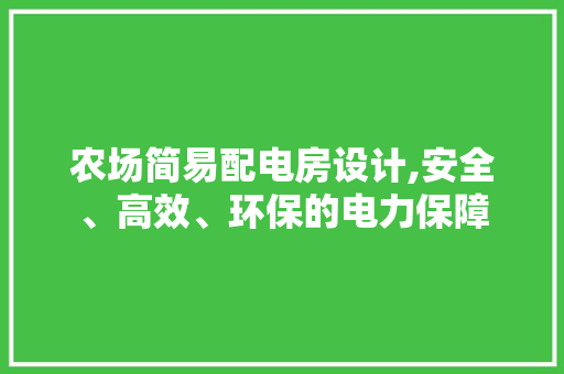农场简易配电房设计,安全、高效、环保的电力保障