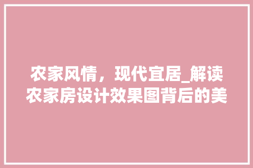 农家风情，现代宜居_解读农家房设计效果图背后的美学与适用主义