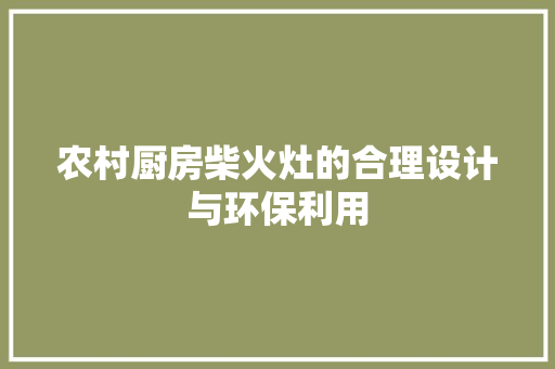 农村厨房柴火灶的合理设计与环保利用