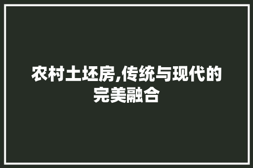 农村土坯房,传统与现代的完美融合
