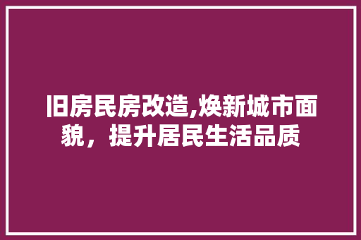 旧房民房改造,焕新城市面貌，提升居民生活品质
