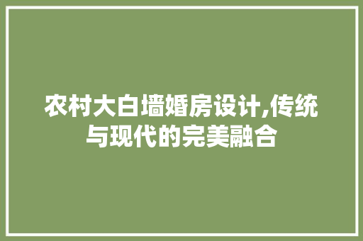 农村大白墙婚房设计,传统与现代的完美融合