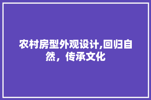 农村房型外观设计,回归自然，传承文化