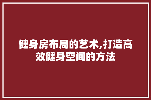 健身房布局的艺术,打造高效健身空间的方法