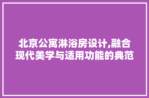 北京公寓淋浴房设计,融合现代美学与适用功能的典范