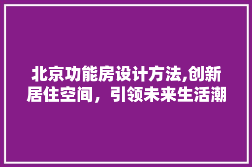 北京功能房设计方法,创新居住空间，引领未来生活潮流