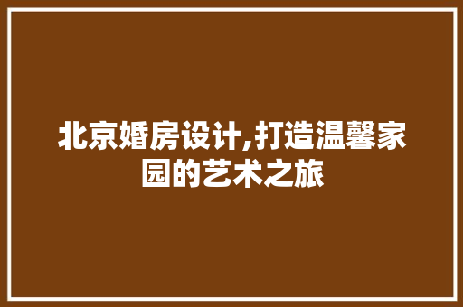 北京婚房设计,打造温馨家园的艺术之旅