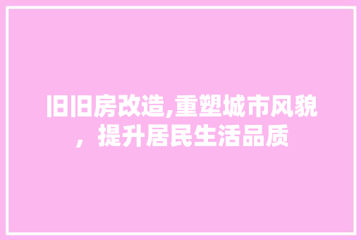 旧旧房改造,重塑城市风貌，提升居民生活品质