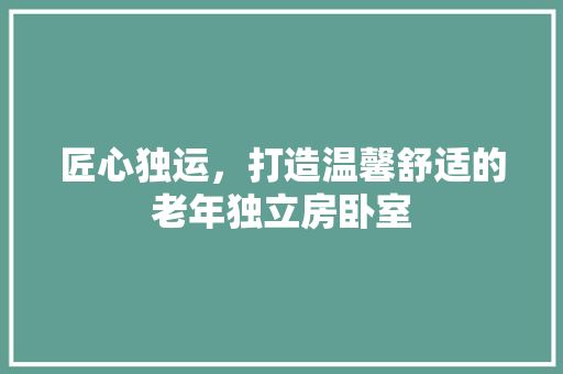 匠心独运，打造温馨舒适的老年独立房卧室