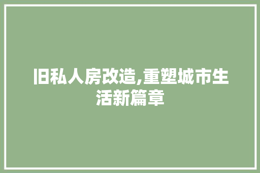 旧私人房改造,重塑城市生活新篇章