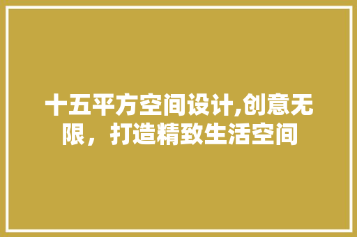 十五平方空间设计,创意无限，打造精致生活空间