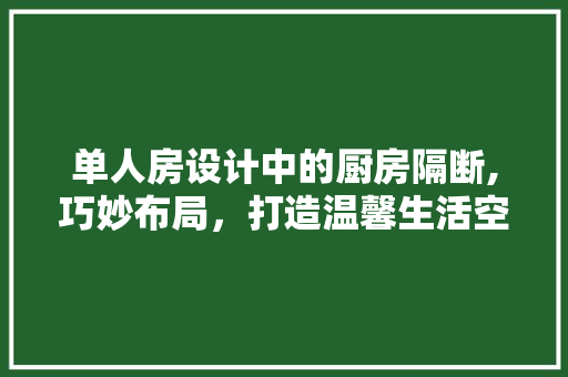 单人房设计中的厨房隔断,巧妙布局，打造温馨生活空间