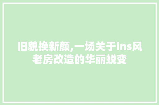 旧貌换新颜,一场关于ins风老房改造的华丽蜕变